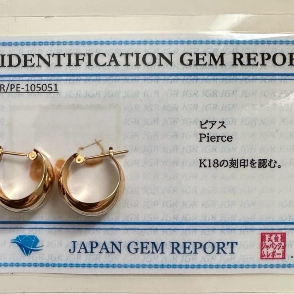 REAL K18 JAPAN GOLD EARRINGS with certificate
